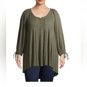 Terra & Sky Rib Baby Doll  Shirt 1X